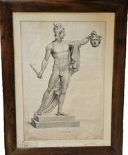 Incisione neoclassica raffigurante Perseo, ispirata all'opera di Canova