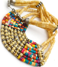 COLLANA ETNICA MULTIFILO CON OSSO