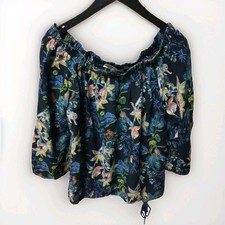 Maglia Top Donna H&M Fantasia Floreale Tg M/L 100% Cotone