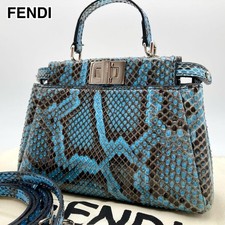 Borsa Fendi Peekaboo micro tracolla 2 vie modello pelle pitone blu rara usata