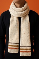 Sciarpa Lunga Di Lana Color Panna