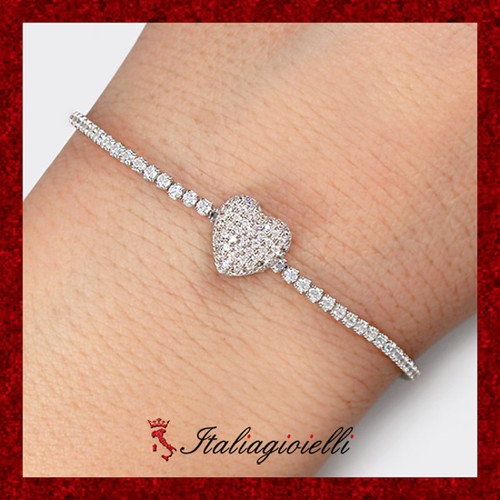 Bracciale tennis cuore pavè - tennis,