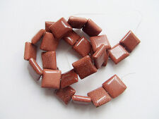 2pz perline  in pietra d'oro goldstone sintetica quadrato 16mm colore marrone