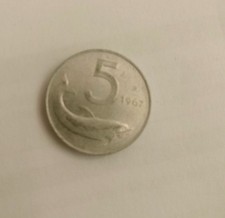 moneta antica 5 lire del 1967