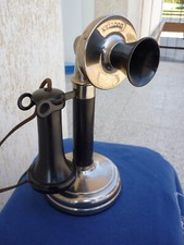 TELEFONO VINTAGE BAKELITE E METALLO A Candela  USA Anni 20 Originale