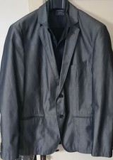 Giacca da uomo taglia 52 Grigia e Camicia nera Angelo Litrico "ensamble".-