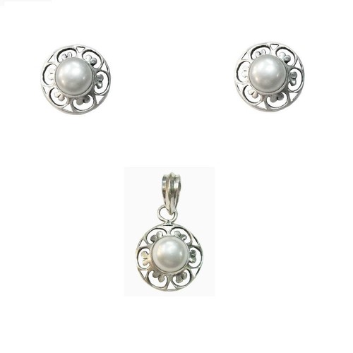Set ciondolo perle argento - set,