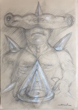 Disegno di BISSANTI  CARLO- UOMO SQUALO IPERCONICO su carta da spolverocm.35x45