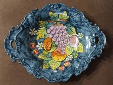 PIATTO CERAMICA VIETRESE REALIZZATO E DIPINTO A MANO PERFETTO AMALFI VIETRI