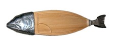 RARO TAGLIERE VINTAGE GRANDE 34" LEGNO METALLO PESCE BUFFET SIGMA   