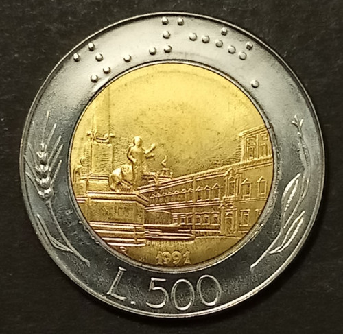500 lire bimetallico 1991 - bimetallico, fdc