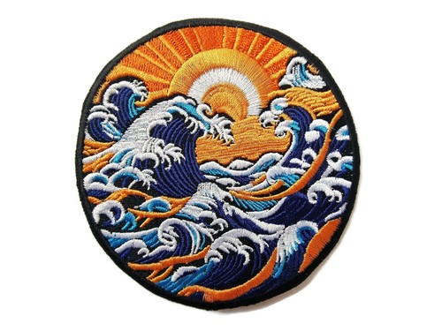 Hokusai sunset surf ricamato - hokusai,