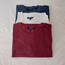 T-shirt girocollo uomo Smith & Jones confezione da 3 taglia Large - Borgogna, Bianco, Navy