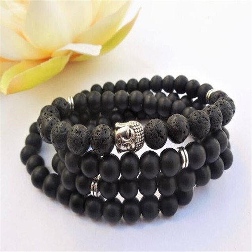 Bracciale 8mm onice nera - bracciale,