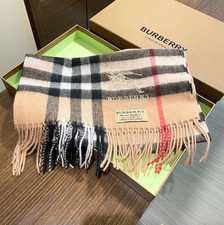 Sciarpa Burberry a quadri in cashmere 30x180 cm beige made in Scotland