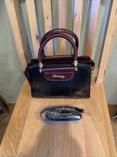 Black burgundy satchel - black, handbag
