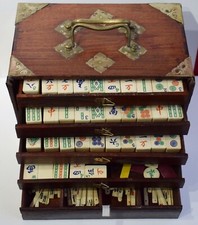 Box SCATOLA IN LEGNO GIOCO CINESE MAHJONG anni '40