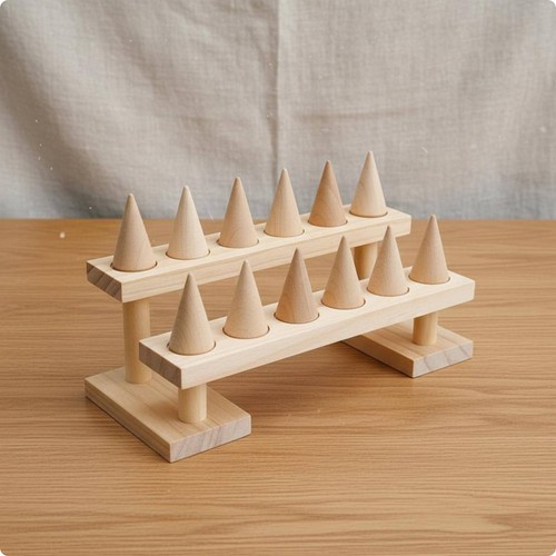 Espositore anelli cono legno - anelli,