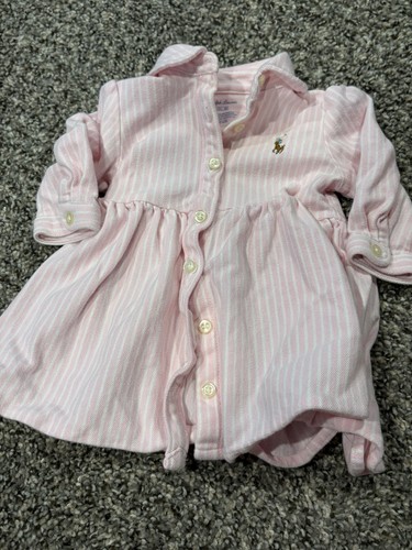 Pink and white striped - white, button