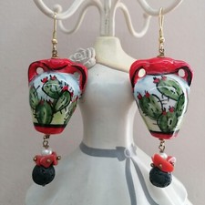 Orecchini Anfore Fichi D'india Ceramica Di Caltagirone