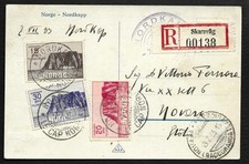 NORVEGIA , CAPO NORD 1^ SERIE , SU CARTOLINA RACCOMANDATA PER L'ITALIA , 1933 .