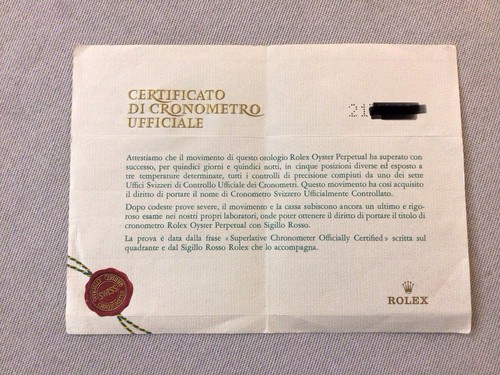 Certificato cronometro cosc - di,