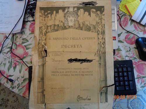 Foglio medaglia commemorazione - foglio,