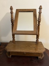 Specchiera Antica da Tavolo con Cassettino in Legno Massello