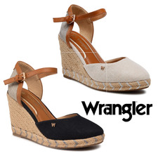 Wrangler BRAVA zeppe sandali corda donna NERO BEIGE rosso punta chiusa ESTATE
