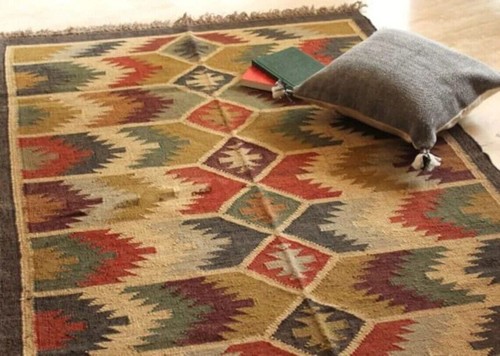 Tappeto etnico kilim lana juta
