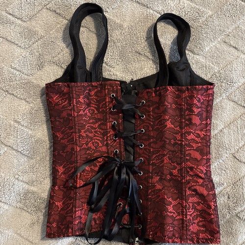 Corsetto gotico top rosso nero