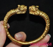 Bracciale Amuleto Testa di Animale Antico Palazzo Dinastia Cina Bronzo Dorato Oro 24k