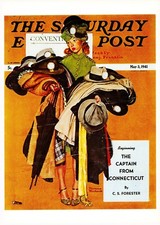 1941 MAY 3 Coat Check Girl NORMAN ROCKWELL SATURDAY EVENING POST COVER ART PRINT