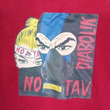 DIABOLIK NO TAV T SHIRT VAL SUSA RED TEE FRUIT OF THE LOOM IRON ON PRINT SIZE L