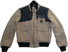 Refrigiwear giacca pelle sbiadita dal sole vintage beige zip biker anni 90 L