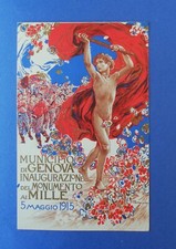 Cartolina Nomellini Genova Inaugurazione Monumnento ai Mille 1915 NV