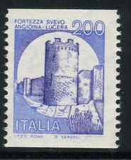 Castelli Lire 200 per bobina varietà nome incisione parzialmente mancante