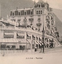 Territet Tram Hotel Restaurant Railway Postcard Switzerland A59