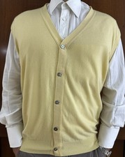 Ballantyne 100% Cashmere Gilet   XL/ L Made in  Scotland  Sweater Giallo Vintage