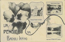 Cartolina ill. UN PENSIERO DA BAGNOLI IRPINO, 3 vedute. 1908. Leggera staccatura