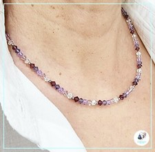 Collana donna cristalli luminosi argento 925 brillantini multicolor viola in per