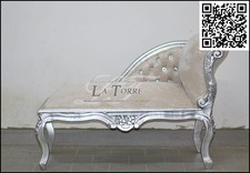 Dormeuse panca romana divano panchetta foglia argento velluto cipria K85