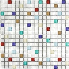 Mosaico Piastrella alluminio vetro cristallo argento colorato 49-A702_f|10foglie