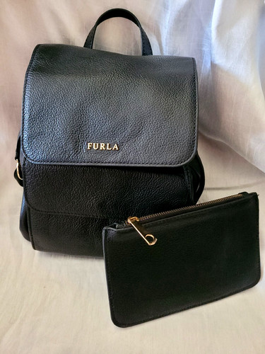 Zaino furla pelle nera con - pelle,