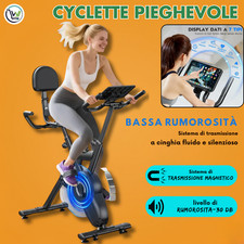 Cyclette Pieghevole Magnetica–12 Livelli/Silenziosa/150kg/Salvaspazio/Display
