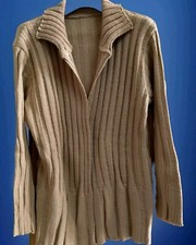 Cardigan Donna Manica Lunga Lana Con Colletto