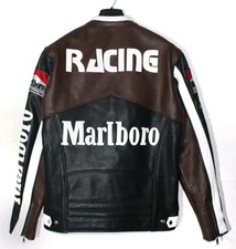 Brown F1 Racing Championship Vintage Marlboro Leather Motorbike Riding Jacket