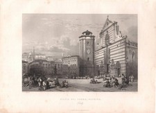 Stampa antica MESSINA Piazza
