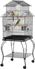 Gabbia Voliera per Uccelli Pappagalli Calopsite in Metallo e Legno con Piedistal