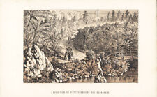 1850 V. Dedon antica stampa litografica San Pietroburgo giardino botanico, Russia